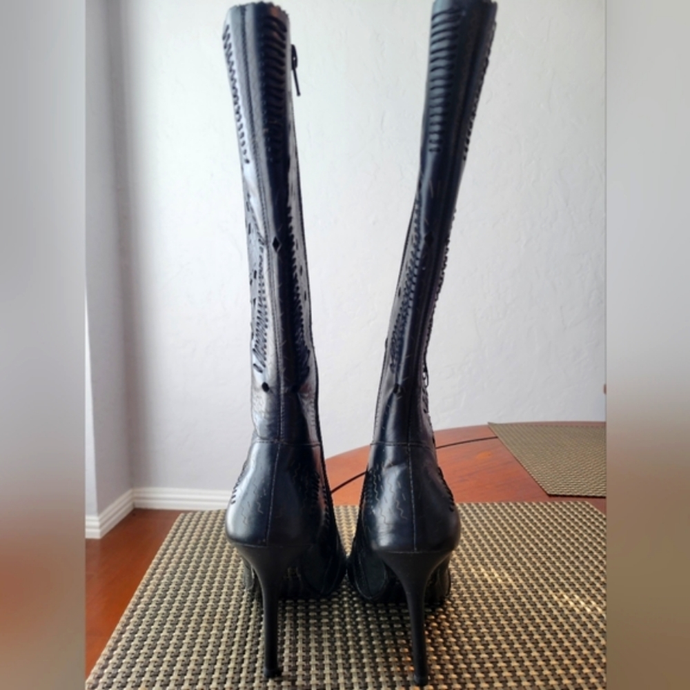 Steve Madden black leather boots 6s - Picture 3 of 7
